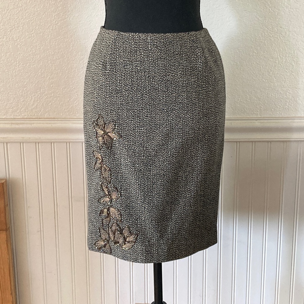 Rare Nine West Beaded Tweed Skirt Sz 2 Y2K
